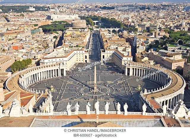View of the city and St. Peter's Square as seen from the dome of St. Peter's Basilica, Rome, Italy, Europe
