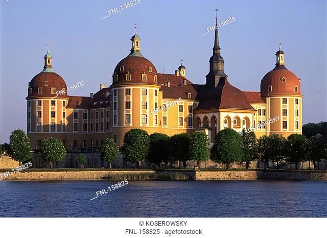 Castle at waterfront, Schloss Moritzburg, Moritzburg, Dresden, Saxony, Germany