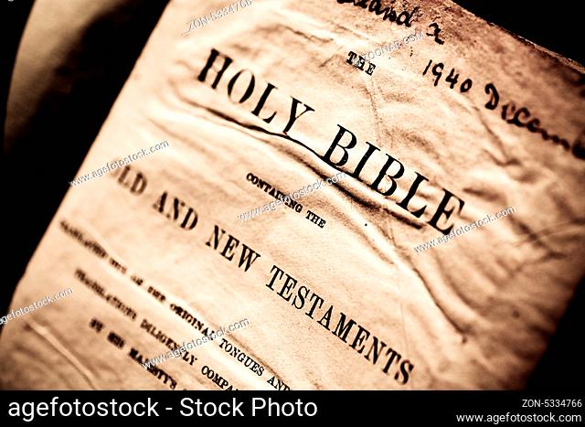 Close up of a antique Holy Bible