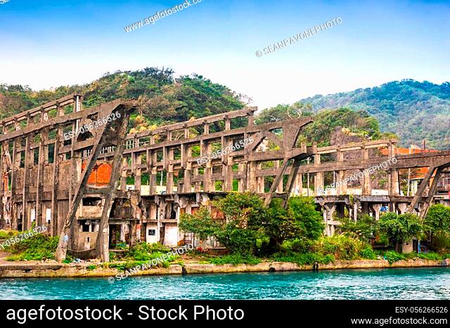 Keelung, Taiwan old ruins of a shipyard on the water