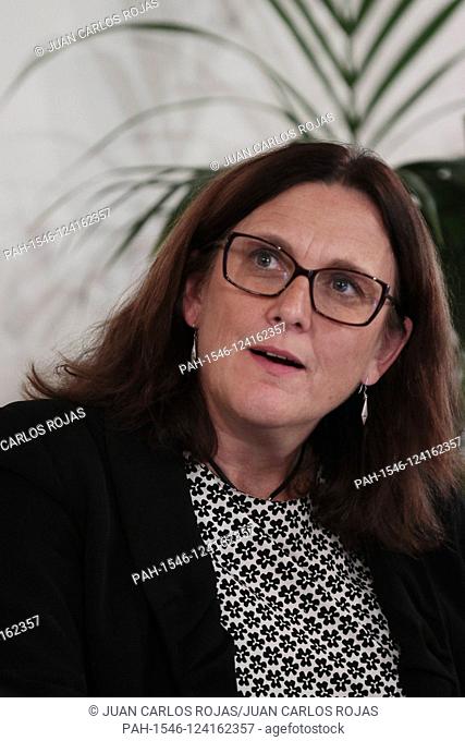 Madrid Spain; 10/09 / 2019.- Cecilia Malmström European Commissioner for Trade, participates with Luis Planas Minister of Agriculture, Fisheries and Food