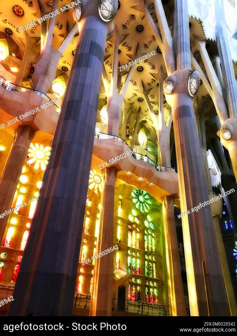 Basílica de la Sagrada Familia; (Basilica of the Holy Family), architect Antoni Gaudí, Barcelona, Catalonia, Spain Europe