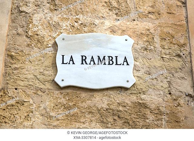 Rambla Street Sign, Palma, Majorca, Spain