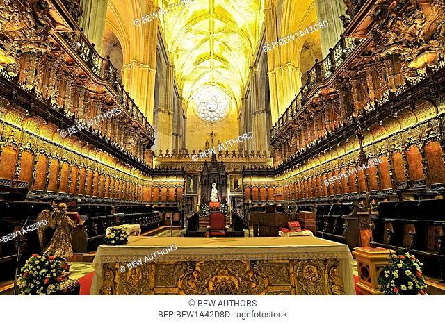 The Choir (Quire) in the Cathedral, Sevilla, Andalucia, Spain