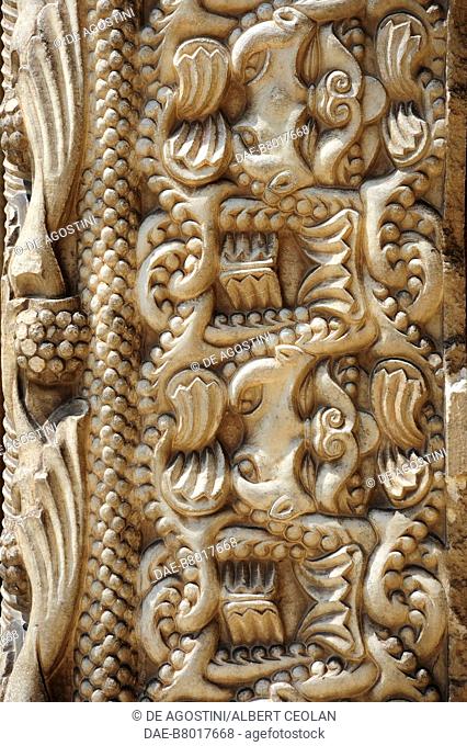 Reliefs on the south portal, 1110-1130, Saint-Pierre Abbey Church (UNESCO World Heritage Site, 1998), Moissac, Occitanie, France, 12th century