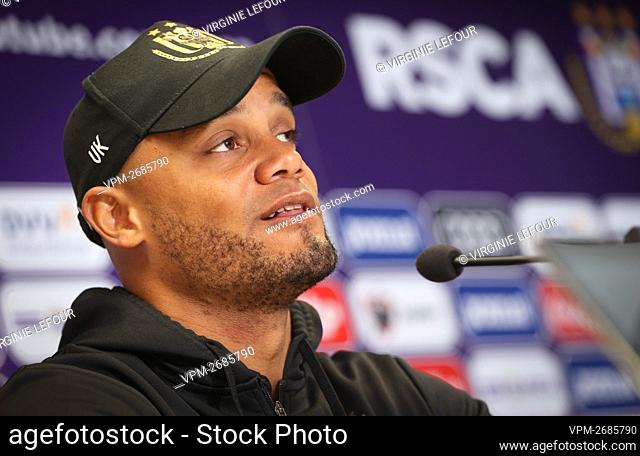 Anderlecht's head coach Vincent Kompany pictured during a press conference of Belgian soccer team RSC Anderlecht in Brussels, Friday 02 April 2021