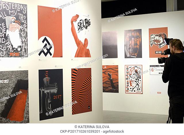 An exhibition of posters on the 100th anniversary of the Bolshevik revolution in Russia that world graphic designers made on the impulse of Russian curator...