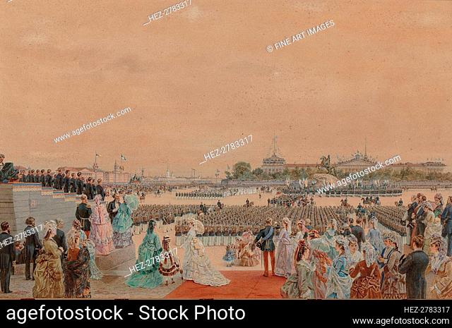 The solemn service on the occasion of the bicentenary of Peter I, on Senate Square.., 30 May 1872. Creator: Gun (Huhn), Karl Fyodorovich (Karl Theodor)...