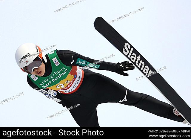 26 February 2021, Bavaria, Oberstdorf: Nordic skiing: World Championships, ski jumping - team event, women, trial round. Nozomi Maruyama from Japan in action