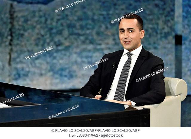 Italian Deputy Prime Minister and Minister of Labor and Industry Luigi Di Maio during the tv show Che tempo che fa, Milan, ITALY-07-04-2019