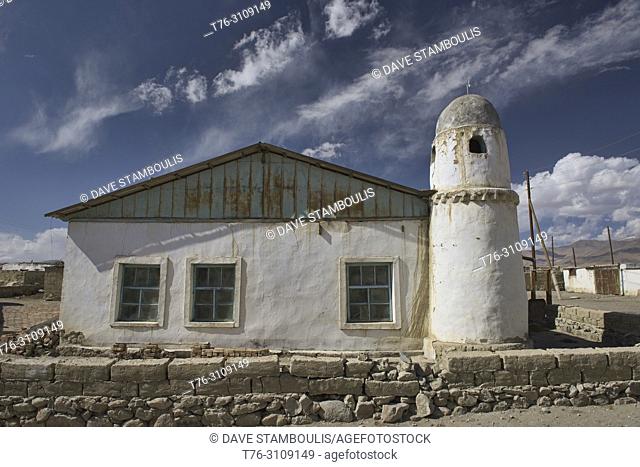 Mosque in the high altitude lake village of Karakul, Tajikistan