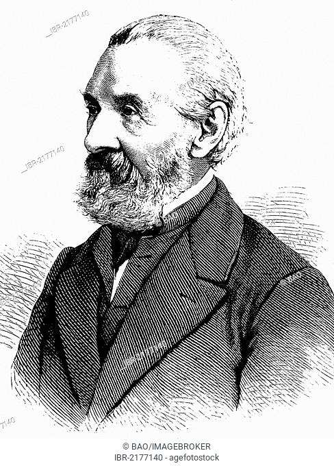 Ernst Heinrich Carl von Dechen, 1800 - 1899, a professor of mining engineering and inventor, historical engraving, about 1889
