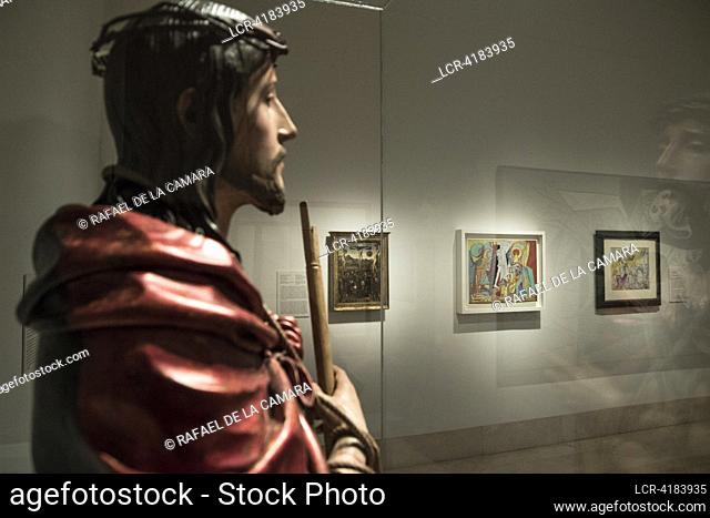 (NO SALE OR LICENSE FOR MUSEUMS AND PUBLIC EXHIBITIONS) PICASSO EXHIBITION THE SACRED AND THE PROFANE, ECCE HOMO AT PEDRO DE MENA AND IN THE BACKGROUND THE...