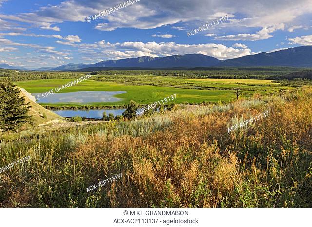 Looking south west across the Columbia Valley to the Purcell Mountains, Radium, British Columbia, Canada