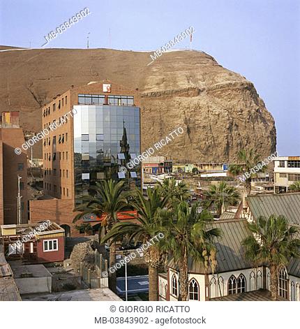 Chile, region de Tarapaca, Arica, city-opinion, rock El Morro, South America, coast, big north, sea resort, port, city, architecture, buildings, houses, old