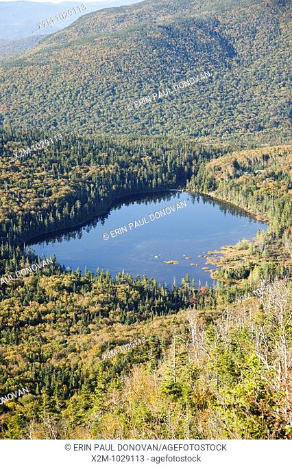 Franconia Notch State Park - Lonesome Lake from Hi-Cannon Trail  This trail leads to the summit of Cannon Mountain in the White Mountains, New Hampshire USA