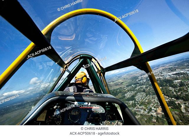 Pilot flying a North American Harvard Mk IIB