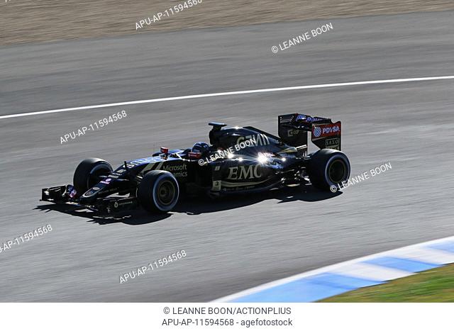 2015 Formula 1 Winter Testing Day 4 Jerez Feb 4th. Lotus F1 Team driver Romain Grosjean during the final day of the Jerez test