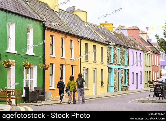 Colourful houses, Eyeries, Beara Peninsula, County Cork, Ireland, United Kingdom