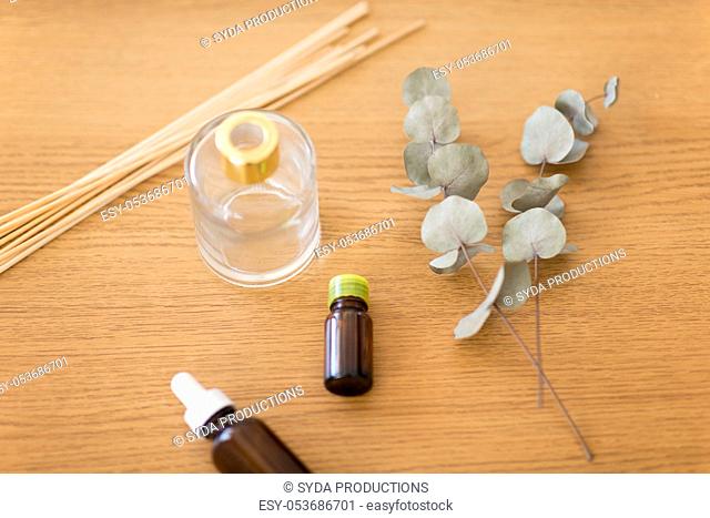 aroma reed diffuser, essential oil and eucalyptus