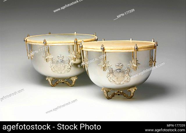 Kettle Drums. Maker: Franz Peter Bunsen (ca. 1725-1795 (master 1754)); Date: 1779; Geography: Hanover, Germany; Culture: Hanoverian (German); Medium: Silver
