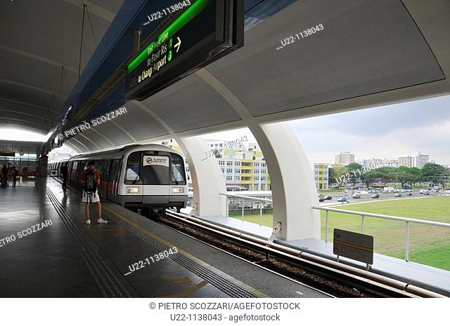Singapore: train at a MRT station