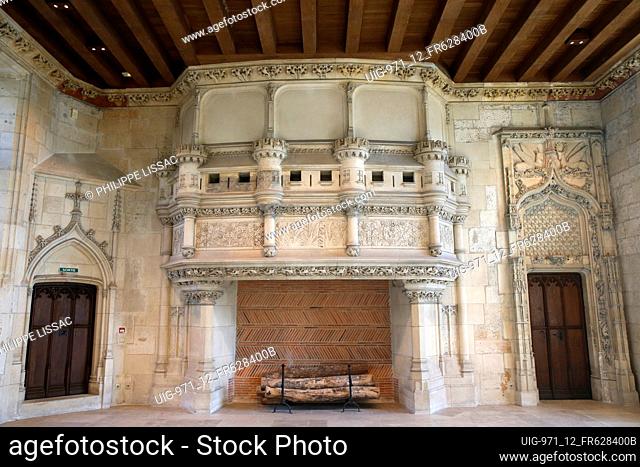 Jacques Coeur Palace, Bourges, France. Banqueting hall fireplace