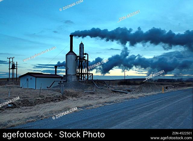 Steam from a geothermal plant in Iceland