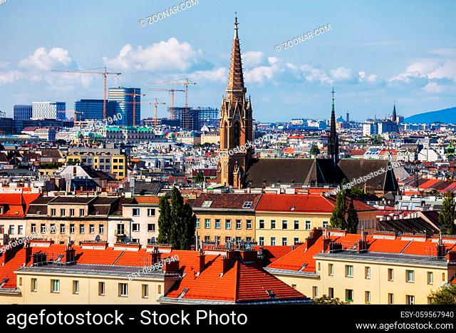 Austria, city of Vienna, Landstrasse, cityscape with St. Othmar's Catholic Church