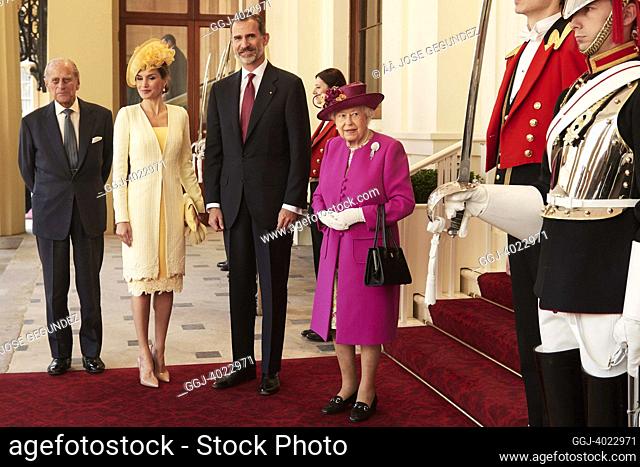 King Felipe VI of Spain, Queen Letizia of Spain attends an official reception by Queen Elizabeth II of the United Kingdom of Great Britain and Northern Ireland...