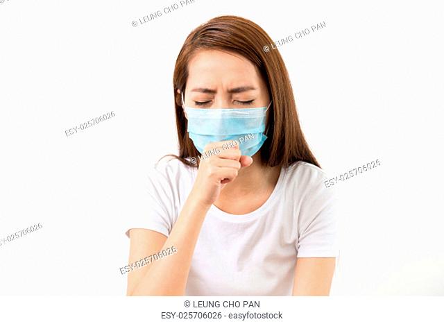 Woman using the protective face mask
