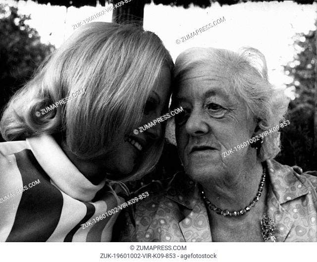July 14, 1967 - Rome, Italy - Actress VIRNA LISI with MARGARET RUTHERFORD during a press conference in promotion of their film, 'Arabella