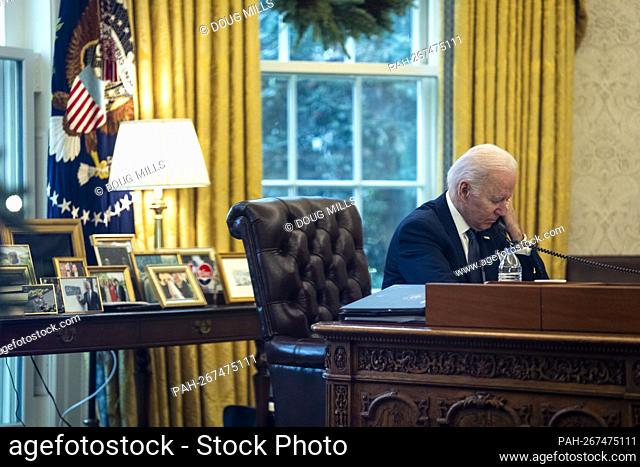 United States President Joe Biden holds a call with President Volodymyr Zelenskyy of Ukraine to discuss Russia’s military build-up on Ukraine’s borders