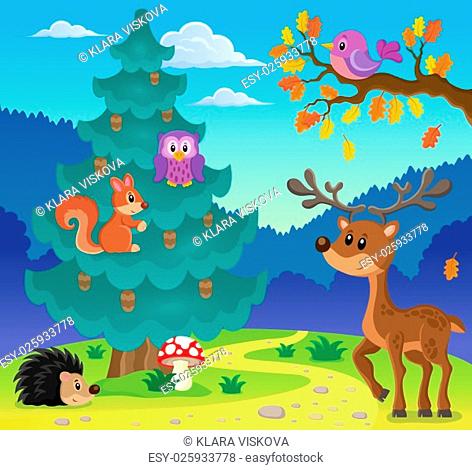 Coniferous tree theme image 3 - picture illustration