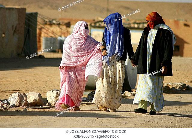 Saharan women in a camp of Saharan refugees near Tindouf, Algeria