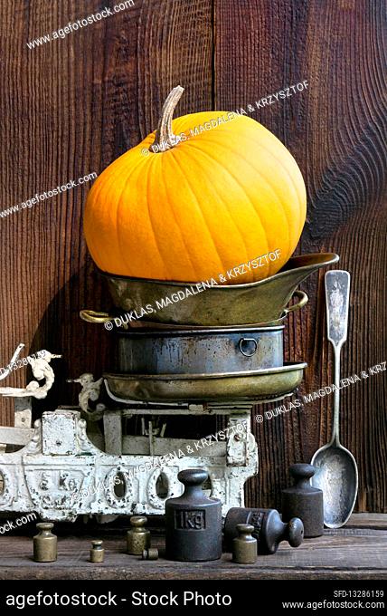 Yellow pumpkin and scale