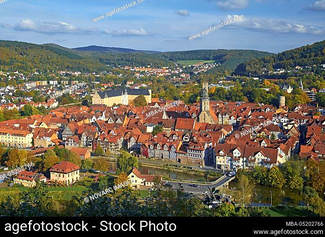 View from the Tillyschanze over the old town, Hann. Mnden, Lower Saxony, Germany