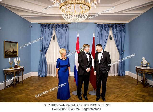 King Willem-Alexander of the Netherlands during the official state diner with President Raimonds Vejonis and his wife Iveta V?jone in Riga, Latvia, 11 June 2018