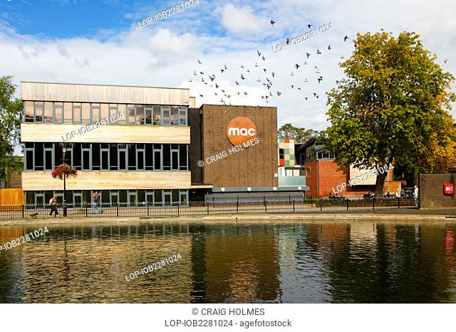 England, West Midlands, Birmingham. The newly refurbished mac and sampad building in Cannon Hill Park. mac is an arts centre and gallery built to meet the needs...