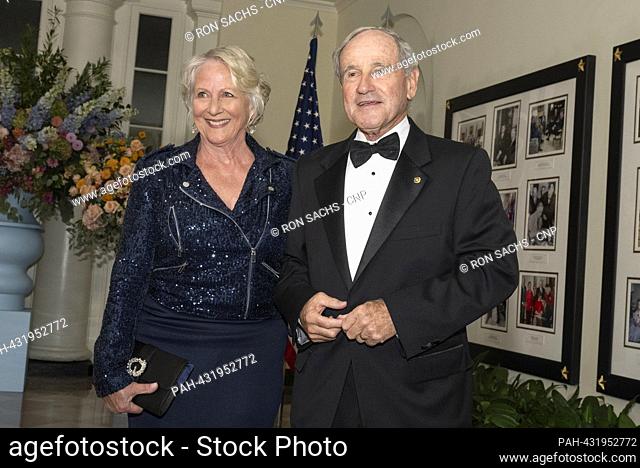 United States Senator James Risch (Republican of Idaho), Ranking Member, US Senate Committee on Foreign Relations, and Vicki Risch arrive for the State Dinner...