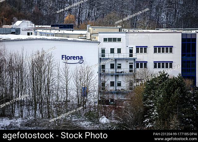 04 December 2023, Saxony, Waldheim: View of the Florena factory premises in Waldheim. Production at the historic site will end at the end of the year