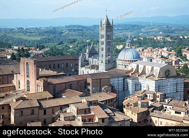 Cathedral, Siena from above, roofs, landscape