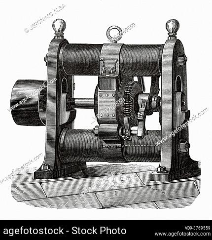 The Gramme machine by Zénobe Théophile Gramme (1826-1901) Belgian electrical engineer. Direct current dynamo. Inventions of the nineteenth century