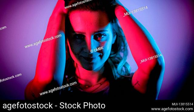 Young woman in her mid-20s - RGB colored portait shot