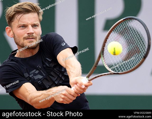 Belgian David Goffin pictured in action during a training session ahead of the Roland Garros French Open tennis tournament, in Paris, France, Friday 20 May 2022