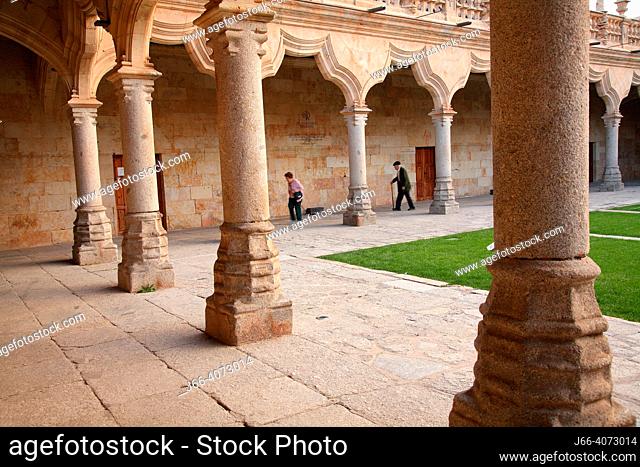 Cloister of the Escuelas Menores. University of Salamanca. The Cloister of the Escuelas Menores is located in the University of Salamanca in Salamanca, Spain