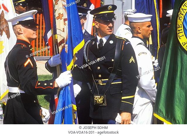 Soldiers and Sailors With Flags, Desert Storm Victory Parade, Washington, D.C