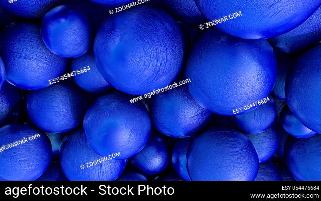 Abstract three-dimensional background of blue spheres with texture. 3d render illustration