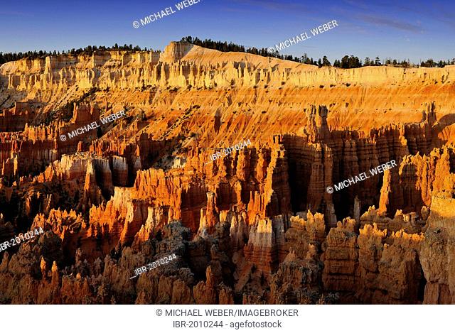 Rock formations and hoodoos, view from Sunset Point towards Bryce Point, Bryce Canyon National Park, Utah, United States of America, USA