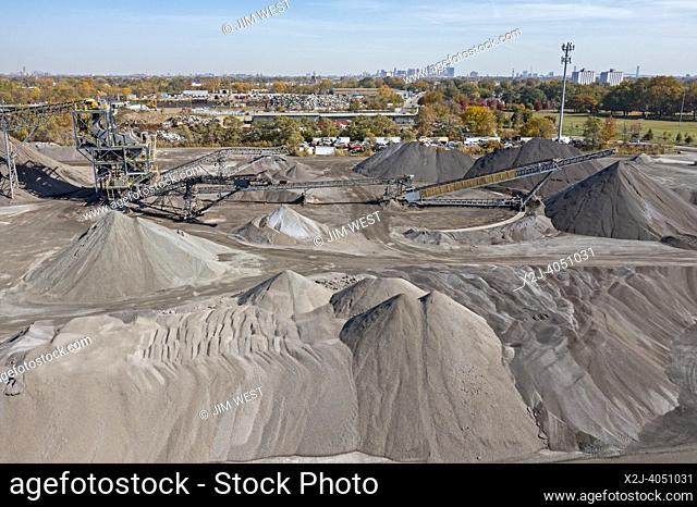 Detroit, Michigan - The Edward C. Levy aggregates plant in southwest Detroit. Aggregates, including sand, gravel, slag, and recycled concrete